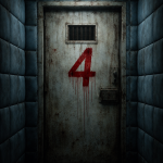 Bloodstained door in abandoned asylum