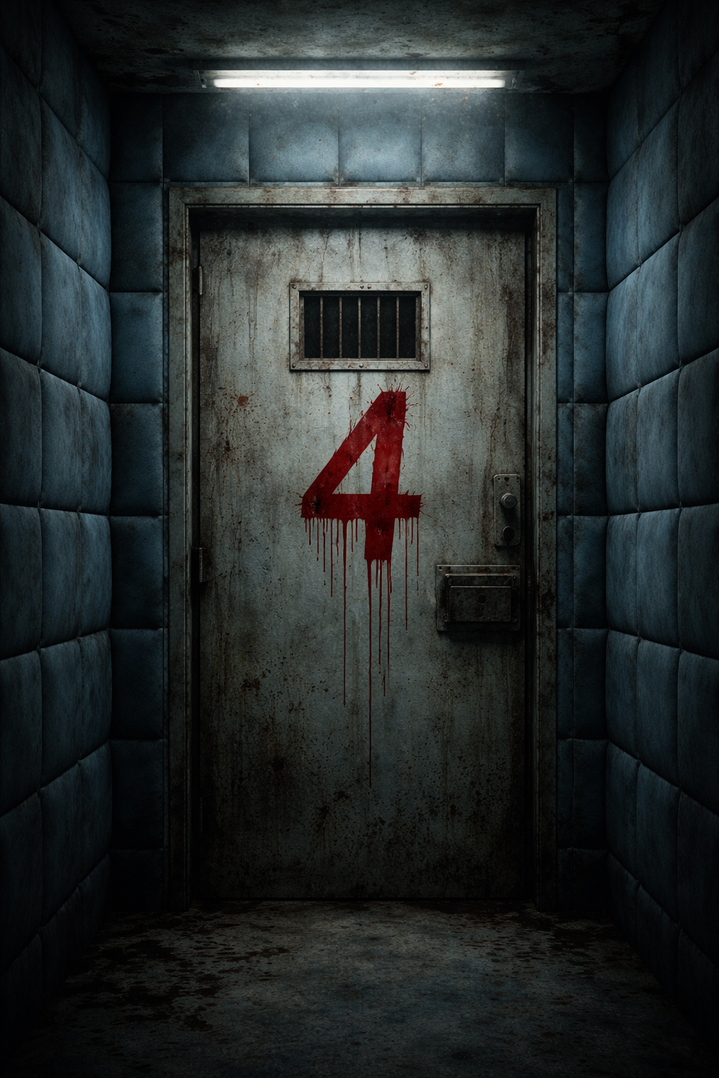 Bloodstained door in abandoned asylum